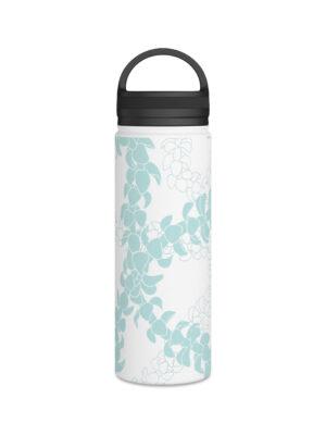 Water Bottle with Handle- Puakenikeni Curvilinear Lei (Turquoise Splash)