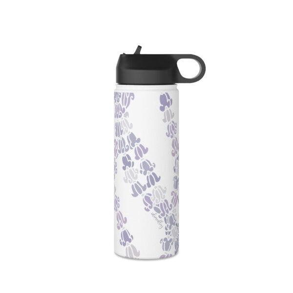 Water Bottle, 3 sizes, Stainless Steel with Sip Straw- Crown Flower Melodies