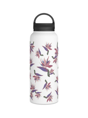 Water Bottle, 3 sizes, Stainless Steel with Handle Lid- Bird of Paradise