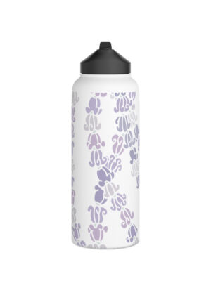 Water Bottle, 3 sizes, Stainless Steel with Sip Straw- Crown Flower Melodies