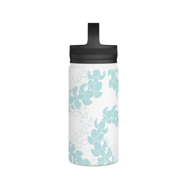 Water Bottle with Handle- Puakenikeni Curvilinear Lei (Turquoise Splash)