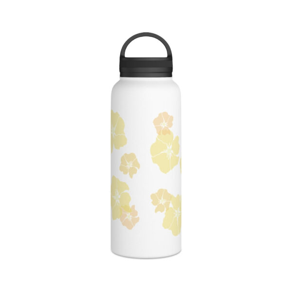 Water Bottle, 3 sizes, Stainless Steel with Handle Lid- Ilima Flower Flurries